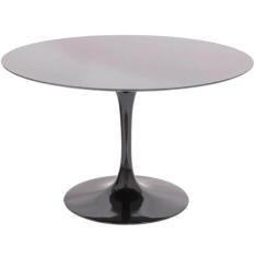 Mesa De Jantar Tulipa Saarinen Redonda 110 Cm Tampo Laqueado Cores Preto