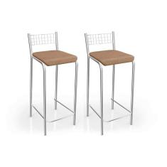 Kit 2 Banqueta De Cozinha Gênova B705cr Un Cromada/capuccino - Kappesberg
