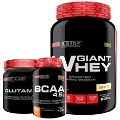 Kit Whey protein 900g + Glutamina 300g + BCAA 100g - Bodybuilders-Unissex