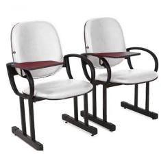 02 Cadeiras Para Auditório Com Prancheta Linha Dallas Auditório Branco