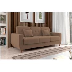Sofá-cama Casal 3 Lugares com Baú Reclinável Veludo Matrix Pâmela, Beg