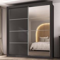 Guarda-Roupas Casal com Espelho 2 Portas de Correr 4 Gavetas Chicago Multimóveis MP4269