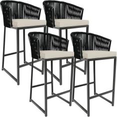 Kit 04 Banqueta Para Área Gourmet Cozinha Varanda Corda Náutica Sunset