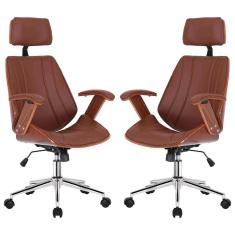 2 Cadeiras Escritório Juliette Presidente Giratória Marrom