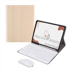Teclado Redondo + Mouse + Capa Para 2022/2021/2020/2018 iPad Pro 11 Polegadas