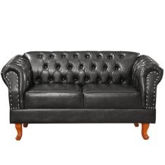 Namoradeira Chesterfield Duque 2 Lugares Via Encanto Courano Preto