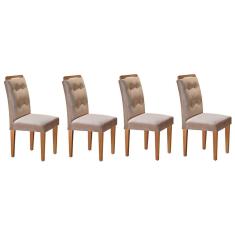 Cadeira Sala de Jantar Imperatriz Kit 4 Un Capuccino/Linho Bege Turim - Rufato