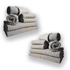Jogo De Toalhas 12pcs 4 Banhos 4 Rosto 4 Tapetes Cinza