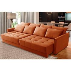 Sofá Retrátil e Reclinável 2,10m Mariah Veludo Terracota Madelina Decor