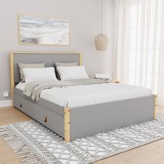 Cama Casal 4 Gavetas Íris Cabecasa Madeiramadeira Cinza/Natural