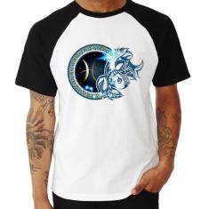 Camiseta Raglan Signo Peixes Astrologia - Foca na Moda, Branco, Preto,