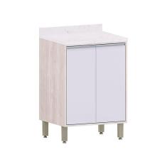 Balcão De Cozinha Com Tampo 60cm 2 Portas Art Luciane Móveis Pátina-cinza Cristal