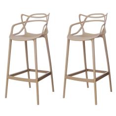 Kit 2 Banquetas Allegra Nude Polipropileno Cozinha Bistrô