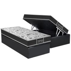 Cama Box Baú Solteiro: Colchão Molas Probel Prolastic Prodormir Sleep + Base Crc Suede Gray(88x188)