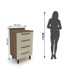Balcão para Cozinha 4 Gavetas Evolution Plus - Batrol Móveis