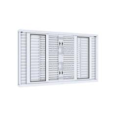 Janela de Aço Veneziana 100x150cm 6 Folhas com Grade Mosaico Facilita 