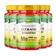 Kit 5 Magnésio citrato Unilife 60 cápsulas