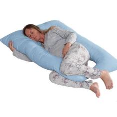 Travesseiro De Corpo Gestante Conforto E Proteção Azul 1,30 Metros