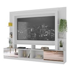 Rack c/Painel Tv 65" Portas c/Espelho Oslo Multimóveis Branco/tenerife