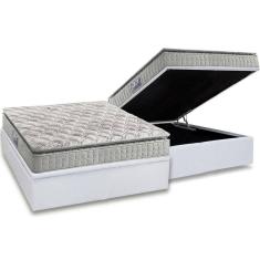 Conjunto Box Baú Casal: Colchão Espuma Anjos D33 Orthosono Pillow Top + Base CRC Courano White(138x188)