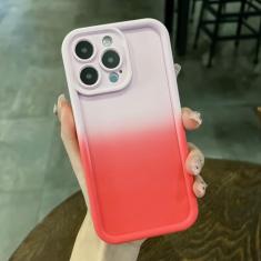 Moda macia silicone gradiente cor caso de telefone para iphone 11 12 13 14 15 pro plus fosco casos capa, rosa, para iphone 11pro max