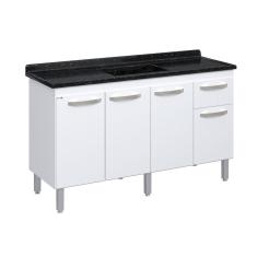 Balcão de Cozinha 4 Portas e 1 Gaveta 143cm Branco