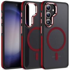 MALEWOLF Capa magnética projetada para Samsung Galaxy S24 de 6,2 polegadas compatível com MagSafe, borda antiderrapante testada contra quedas de grau militar, capa protetora translúcida para Samsung