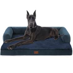 Casa Paw Cama para cães XXL com reforços, camas ortopédicas para cães extragrande, camas para cães de espuma viscoelástica à prova d'água GG com capa lavável removível, fundo antiderrapante (2GG, azul