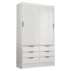 Guarda Roupa Roupeiro Sevilha 2 Portas De Correr 6 Gavetas Carioca Branco