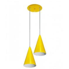 Luminaria Pendente Colorido Duplo Para Sala Quarto Cozinha - Amarelo -