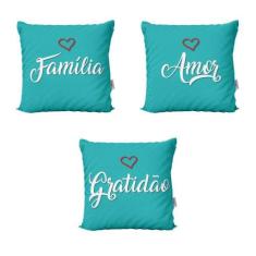 Capas De Almofadas Família, Amor E Gratidão Decorativas Sofá - Novadec