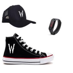 Kit Wandinha Addams Tênis Boné E Relógio Meninos E Meninas - Vini Stor