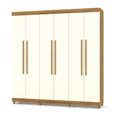 Guarda Roupa Casal 6 Portas 218 Cm Elegância Nature/champanhe - Pallazio
