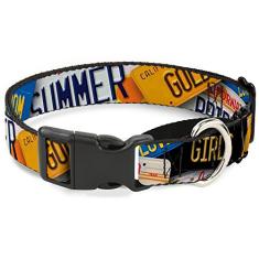 Buckle-Down Coleira para cães cali amarelo com gamarra laranja