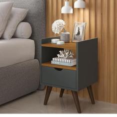 Mesa de Cabeceira Compacta Retrô Mesinha Canto Cama Decore Quarto Com 