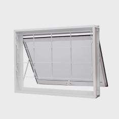 Janela de Aço Maxim-Ar 60x60cm com Grade Quadriculada e Vidro Boreal Qualitysol Ramassol