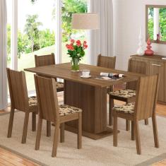 Sala de Jantar Megan Mesa Tampo de Madeira 6 Cadeiras Madesa
