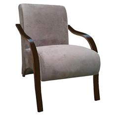 Poltrona Vênus 1 Lugar Braço Madeira Tecido Cappuccino