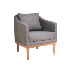 Poltrona Em Linho Requadro Agatha Sofani Cinza/natural