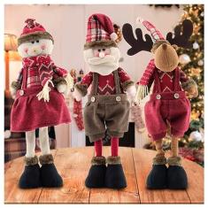 Trio Boneco De Neve Papai Noel Rena Decoração Natal 50cm
