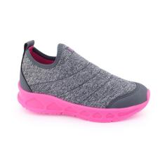 Tênis infantil feminino Novopé slip on 30001250 elástico Luz-Feminino