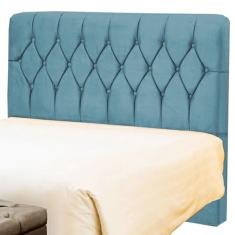 Cabeceira Casal Pérola 140 cm Suede Azul Turquesa- D A Decor