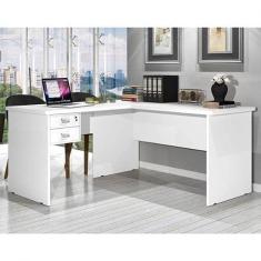Escrivaninha em L 2 Gavetas Thor Siena Móveis Branco