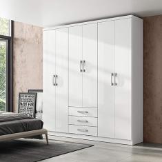 Guarda Roupa Casal 6 Portas 3 Gavetas Julian Espresso Móveis Branco