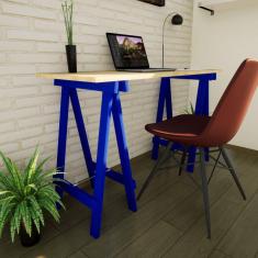 Escrivaninha Cavalete Madeira Maciça Ms Colors Madersilva Azul/Marroml