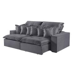 Sofá 5 Lugares Retrátil E Reclinável M-144 Veludo Martins Grafite