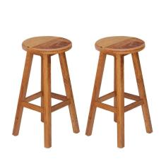 Kit 2 Banquetas Alta Sem Encosto Madeira Maciça - Natural