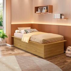 Cama Box Juvenil Solteiro com 2 Gavetas Deva Yescasa Freijó