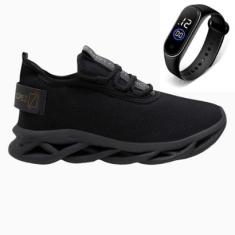Tênis Masculino Esporte Cardaço Academia Corrida Macio Dia a Dia + Relógio-Masculino