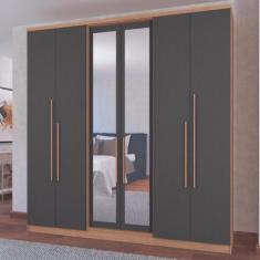 Guarda Roupas Casal com Espelho 6 Portas 2 Gavetas Sonata Móveis Castr